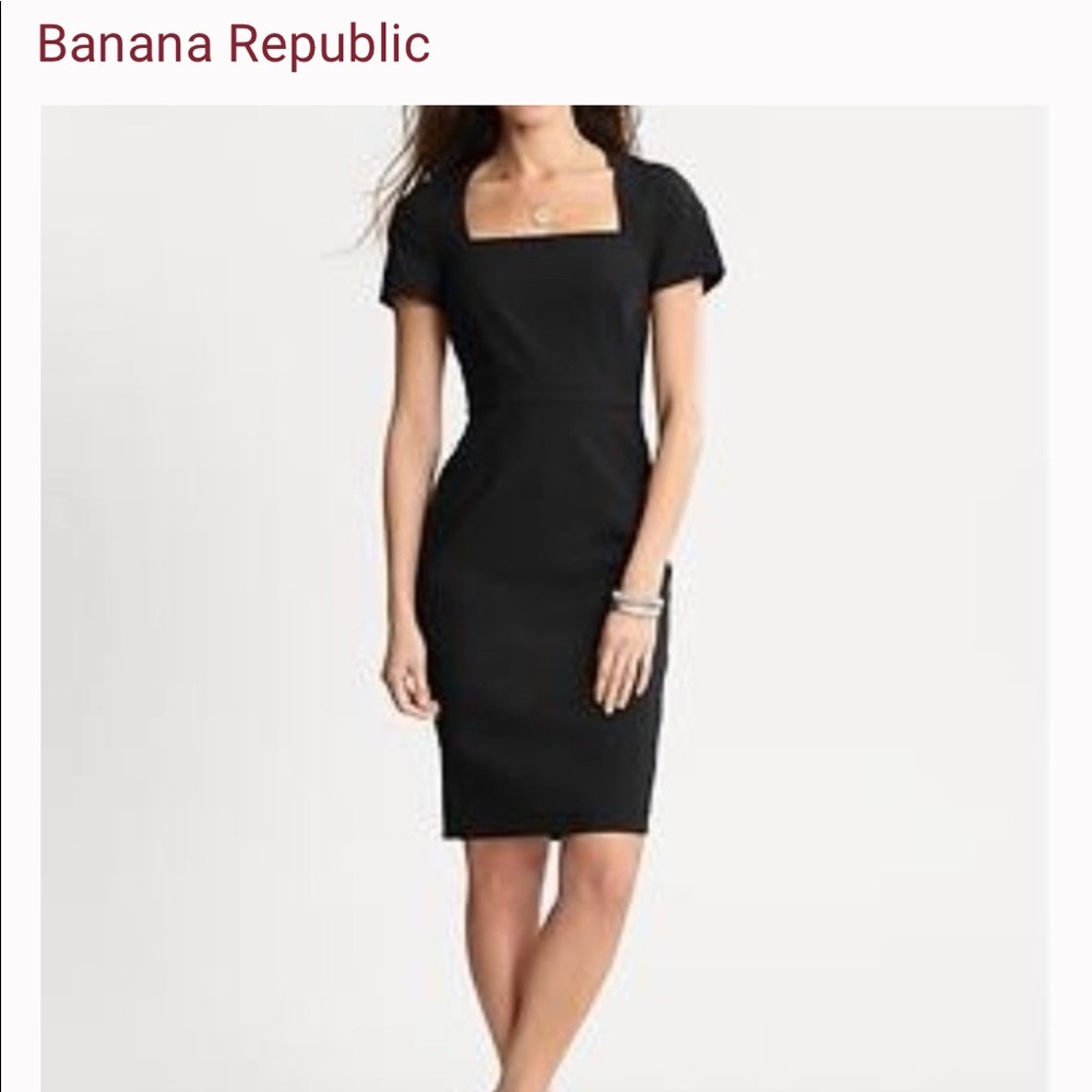 Banana Republic Black Sheath Dress Square Neck
